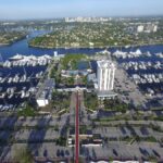 Arial view of marina and hotel